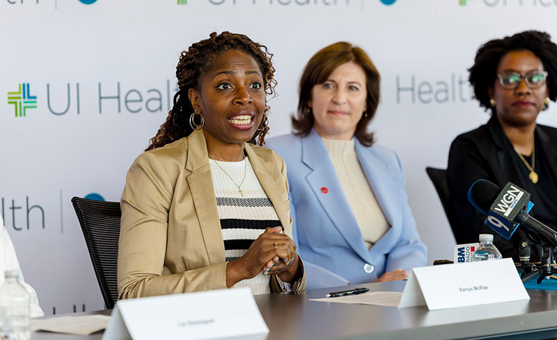 Kenya McRae, UIC research assistant professor, speaks at the roundtable event.